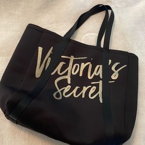 Victoria’s Secret Gold Print Insulated Black Tote Bag